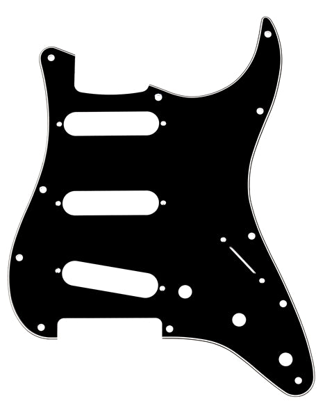 Pickguard for Standard Strat, 3 ply Black, White, Black
