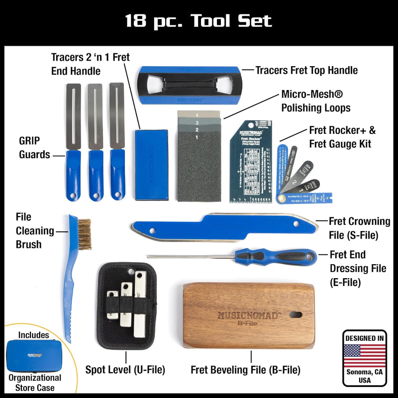 MusicNomad Premium Guitar Tech Fret Tool 18-piece Set