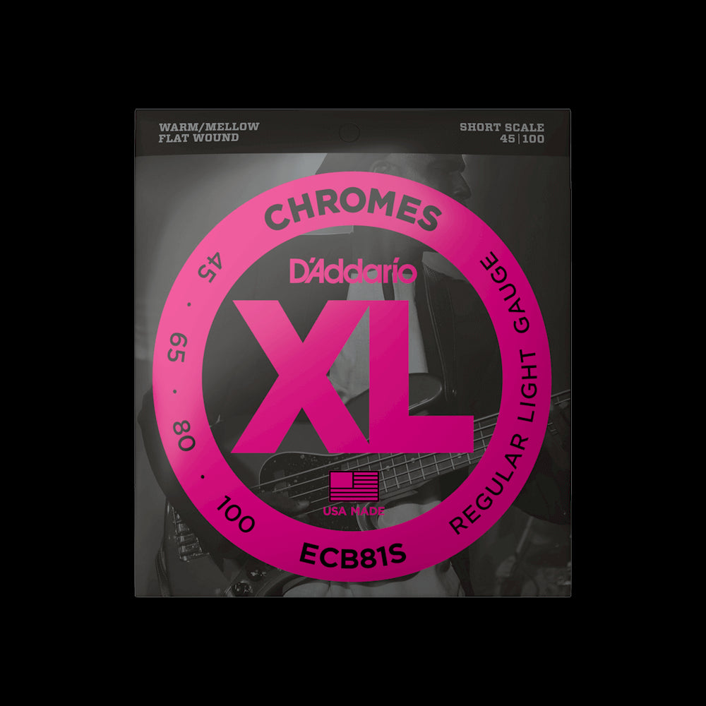 D'Addario ECB81S Chromes Flat Wound 5-String SS Bass Guitar Strings - Light