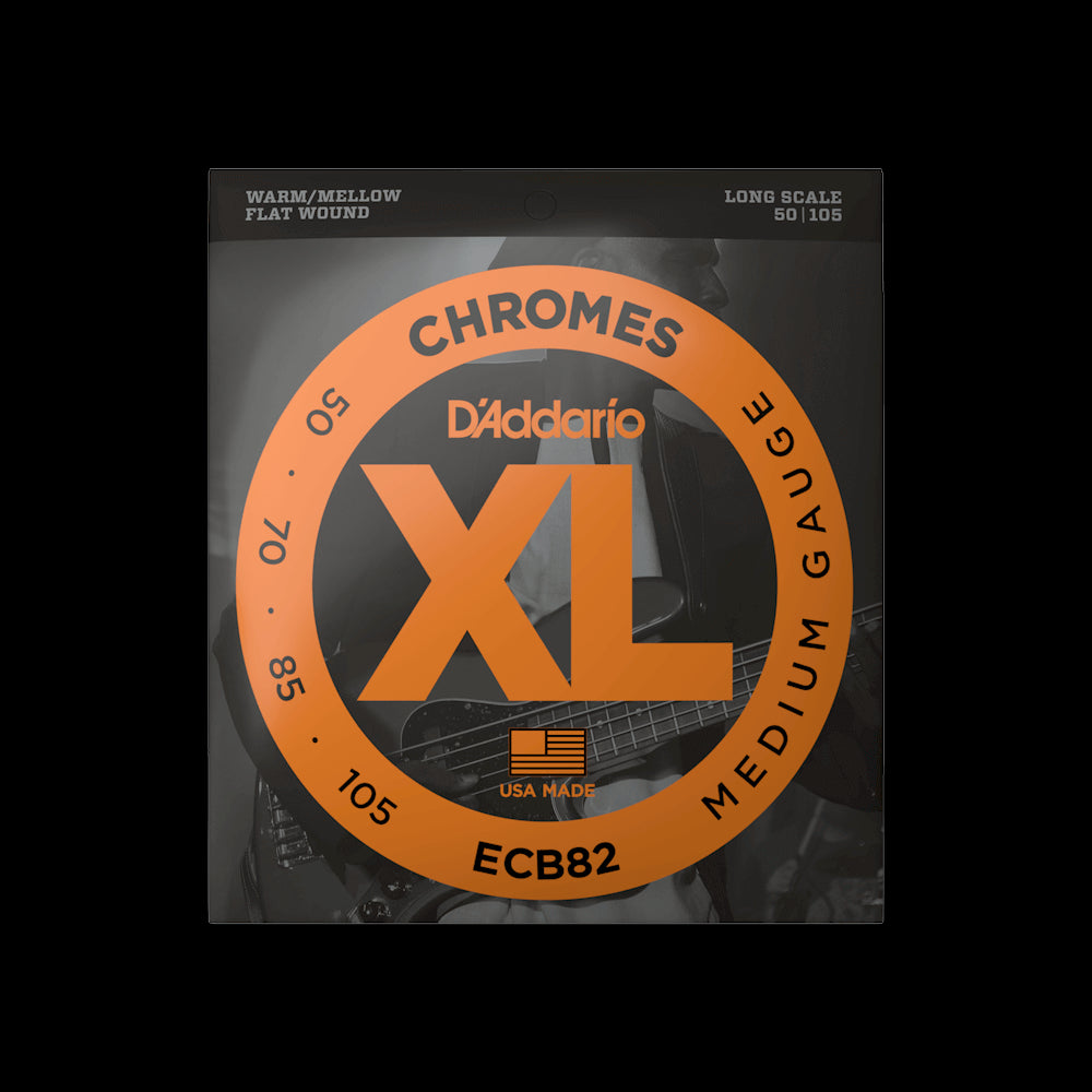 D'Addario ECB82 Chromes Flat Wound LS Bass Guitar Strings - Medium