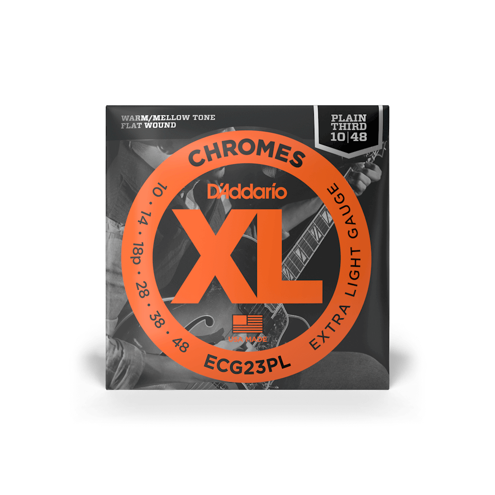 D'Addario ECG23PL XL Chromes Flatwound Electric Guitar Strings - Extra Light
