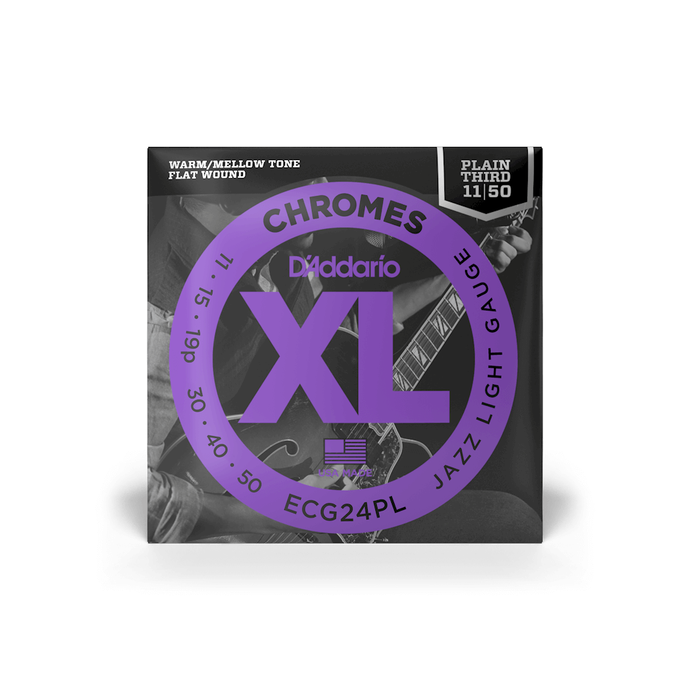 D'Addario ECG24PL XL Chromes Flatwound Electric Guitar Strings - Jazz Light