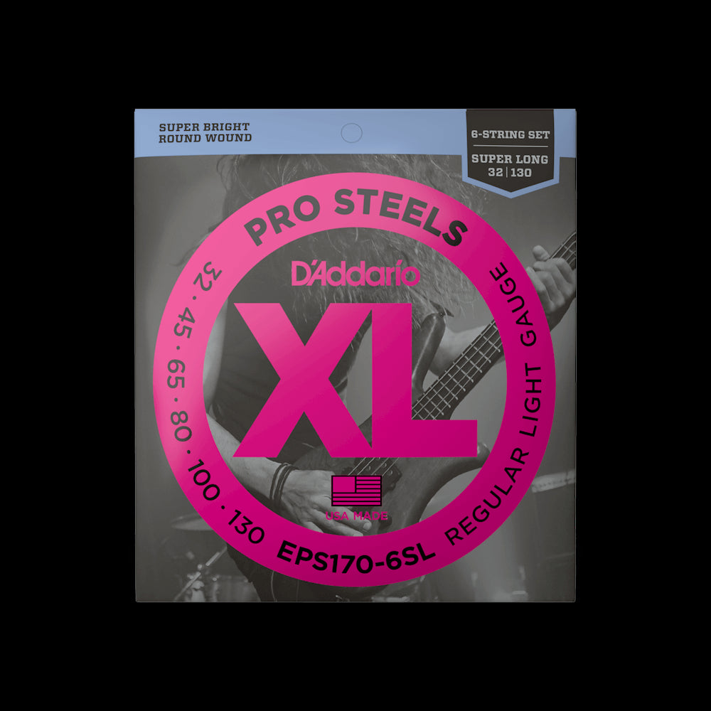 D'Addario EPS170-6SL XL Pro Steels Round Wound SLS 6-String Electric Bass Strings - Light