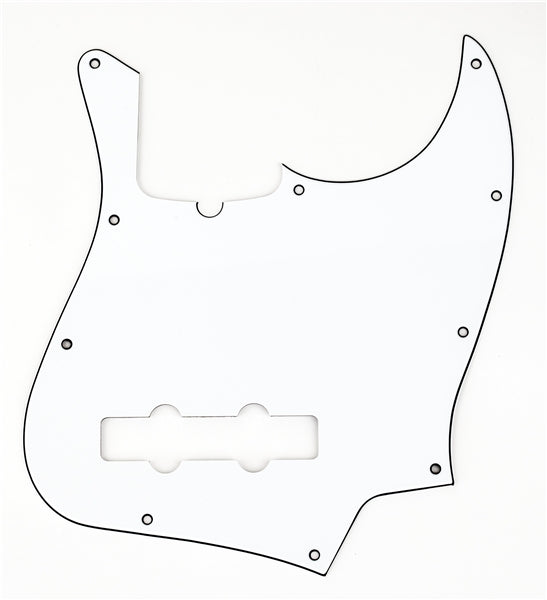 White 3 ply JBass Pickguard, 10 hole Contemporary Am Series