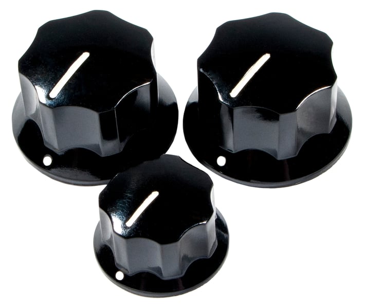 Am Vintage JBass Knob set, 3 Black Knobs