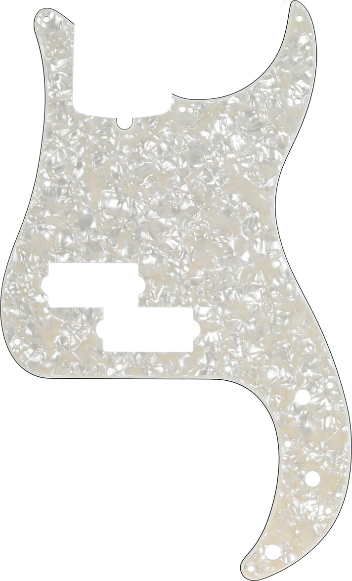 PBass Pickguard, 13-hole, White Moto