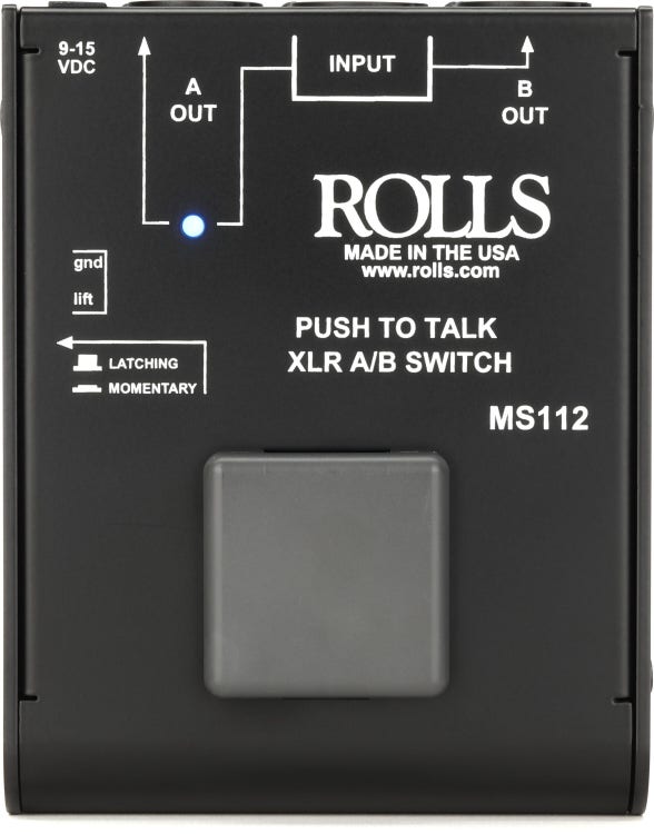 Rolls MS112 Push-to-Talk XLR A-B Switch