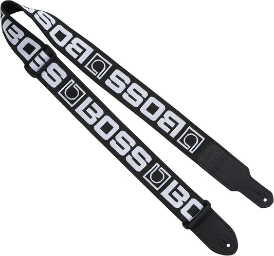Monogram Guitar Strap, Black/ White