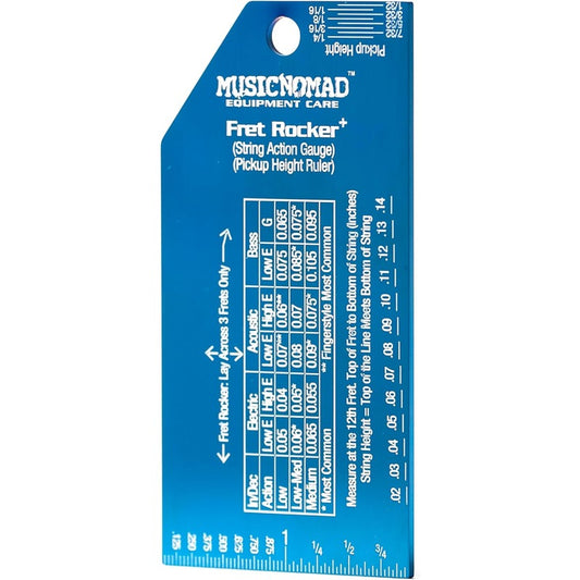 MusicNomad Precision Fret Rocker+ with String Action Gauge and Pickup Height Ruler