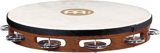 10 inch Wooden Tambourine, Goat Skin Traditional