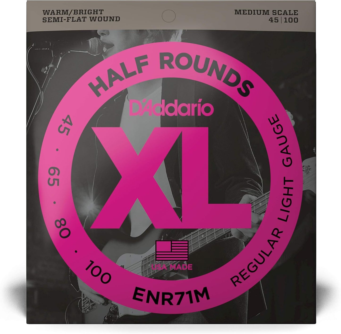 D'Addario ENR71M XL Half Rounds MS Electric Bass Strings - Light