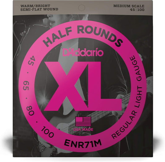 D'Addario ENR71M XL Half Rounds MS Electric Bass Strings - Light