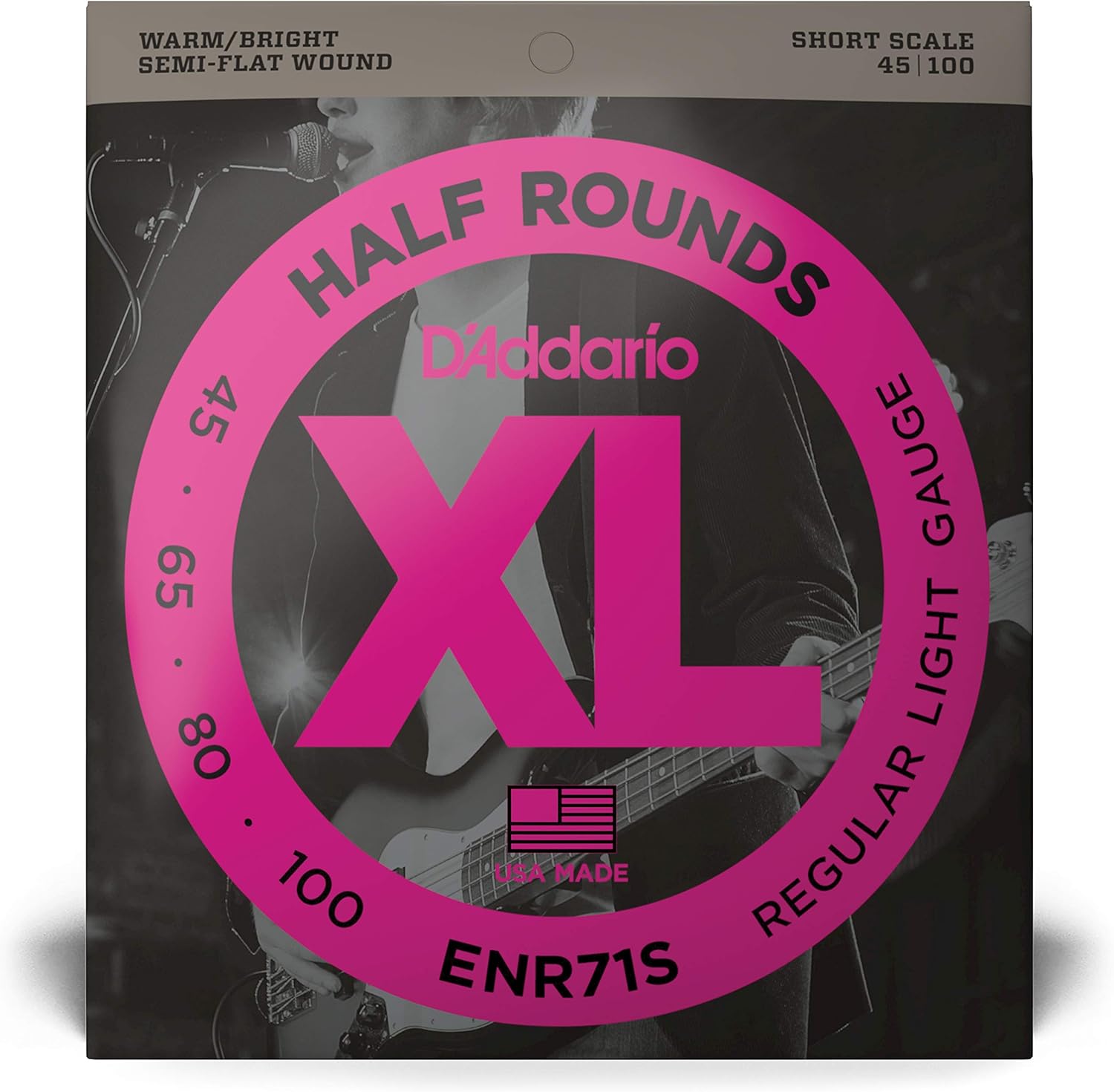 D'Addario ENR71S XL Half Rounds SS Electric Bass Strings - Light