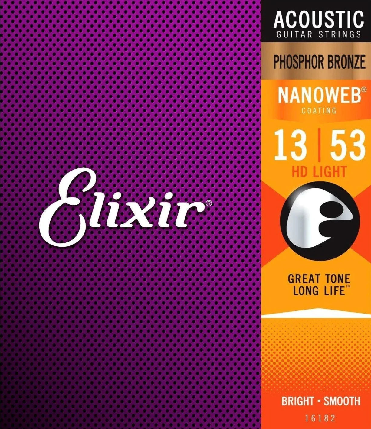 Elixir 16182 Nanoweb Phosphor Bronze Acoustic Guitar Strings - .13-.053 HD Light