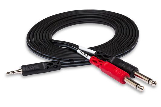 Hosa CMP159 10 ft Stereo Breakout Cable, 3.5mm TRS to Dual 1/4" TS