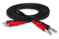 Hosa 6.6 ft Stereo Interconnect Cable, Dual 1/4" TSm to Dual RCAm