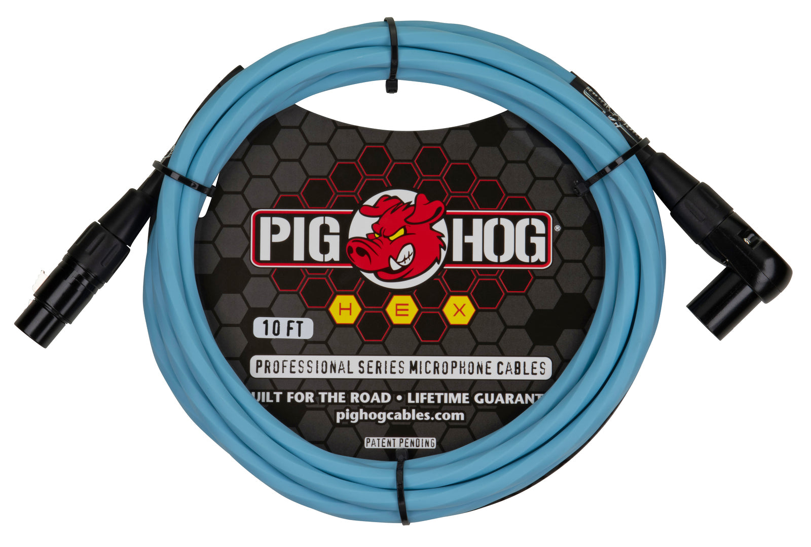 Pig Hog 10 ft Right Angle Mic Cable, Daphne Blue