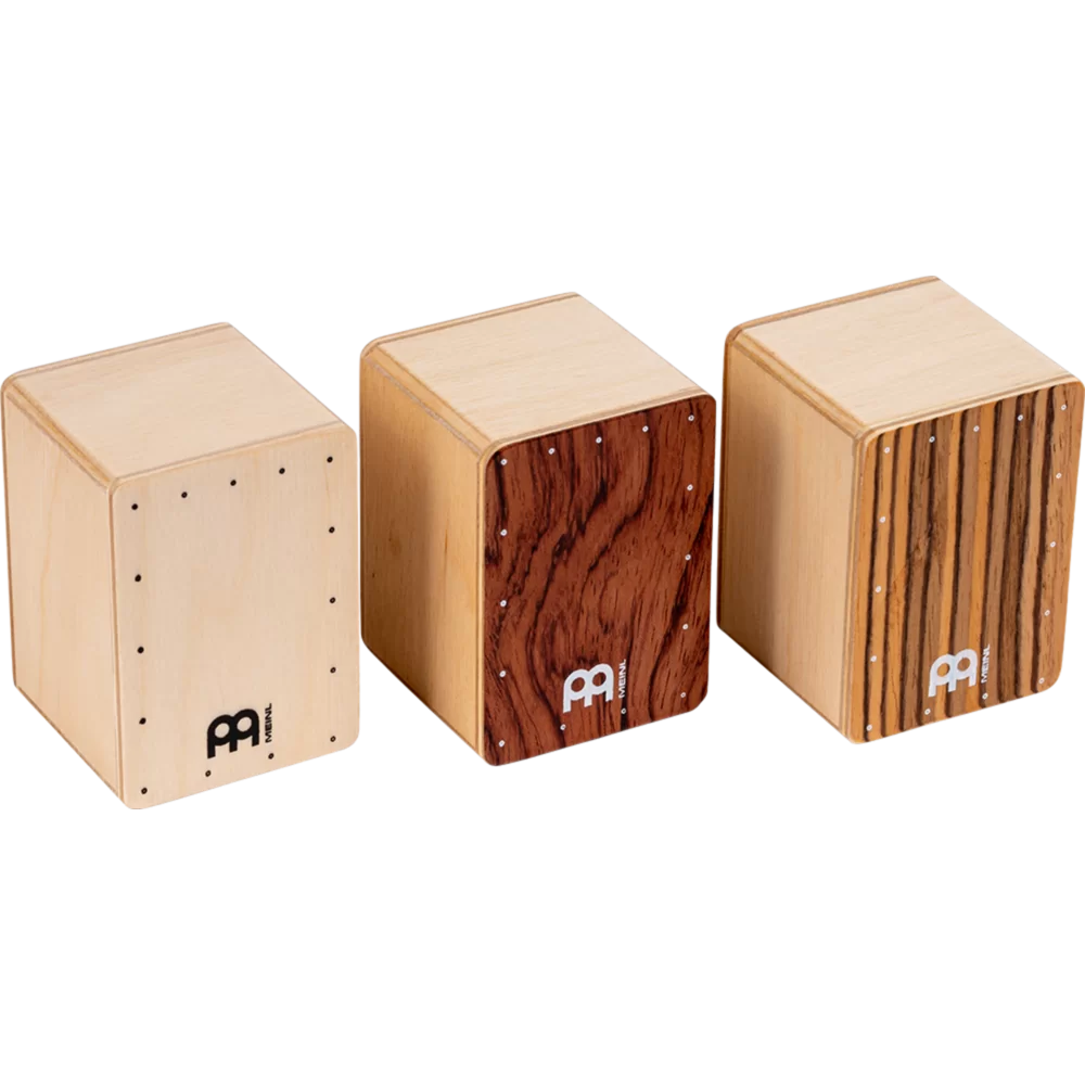 Cajon Shaker Set - Baltic Birch, Bubinga Burl, Exotic Zebrano