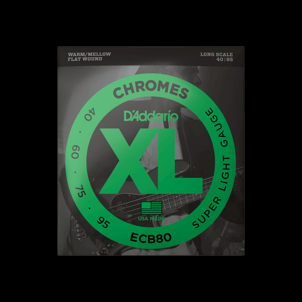 D'Addario ECB80 Chromes Flat Wound Bass Guitar Strings - Super Light