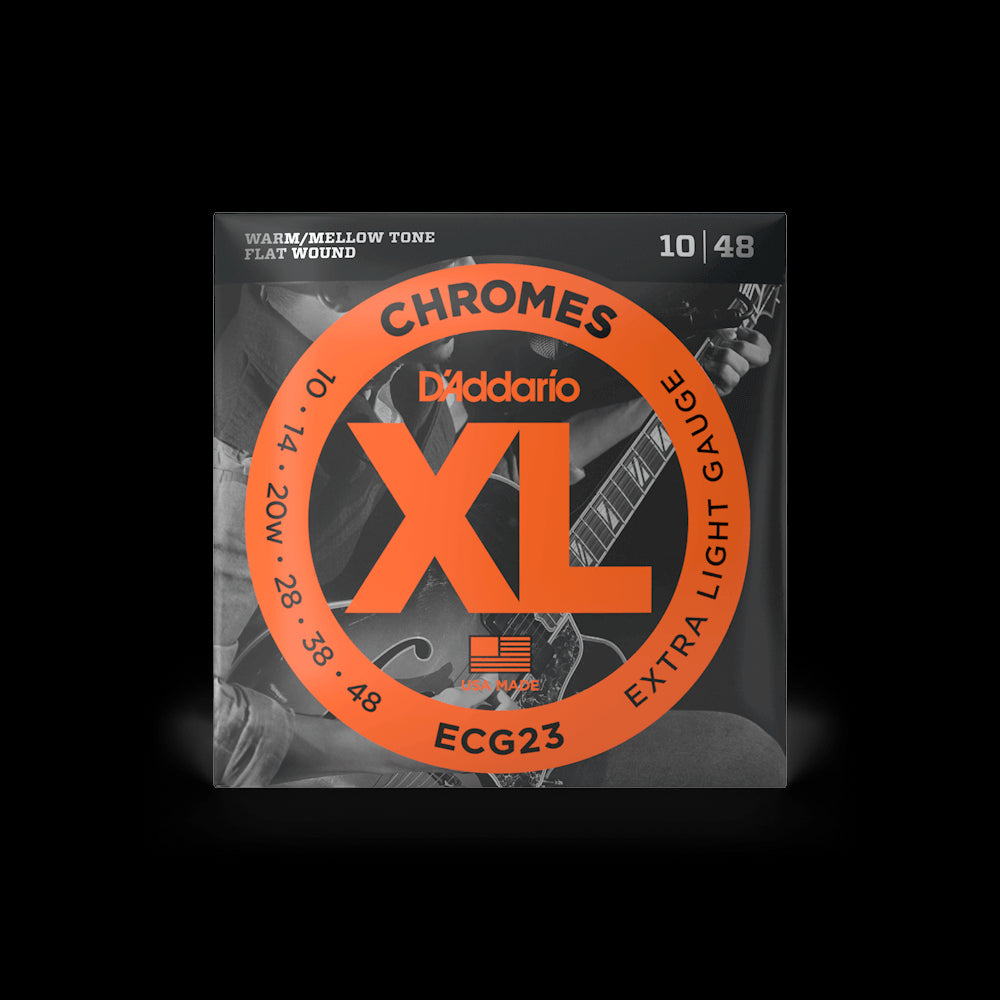 D'Addario ECG23 Chromes Flat Wound Electric Guitar Strings - Extra Light