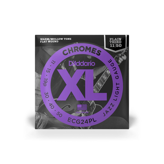 D'Addario ECG24PL XL Chromes Flatwound Electric Guitar Strings - Jazz Light