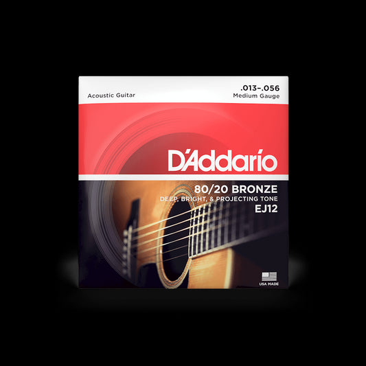 D'Addario EJ12 80/20 Bronze Acoustic Guitar Strings - Medium