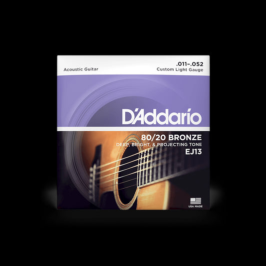 D'Addario EJ13 80/20 Bronze Acoustic Guitar Strings - Custom Light