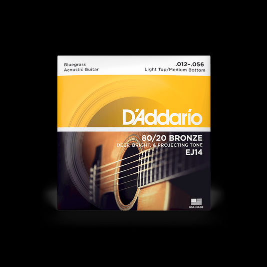D'Addario EJ14 80/20 Bronze Acoustic Guitar Strings - Light Top/Medium Bottom
