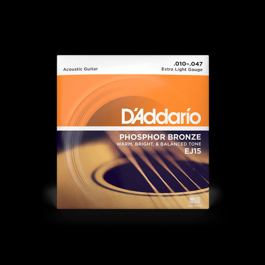 D'Addario EJ15 Phosophor Bronze Acoustic Guitar Strings - Extra Light