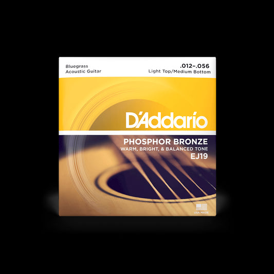 D'Addario EJ19 Bluegrass Phosphor Bronze Acoustic Guitar Strings - Light Top/Medium Bottom