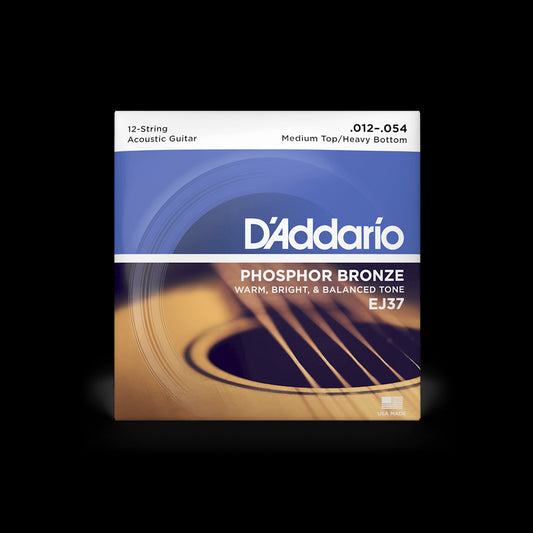 D'Addario EJ37 Phosphor Bronze 12-String Acoustic Guitar Strings - Medium Top/Heavy Bottom