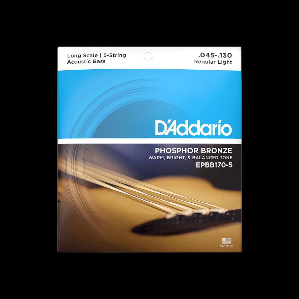 D'Addario EPBB170-5 Phosphor Bronze LS 5-String Acoustic Bass Strings - Light