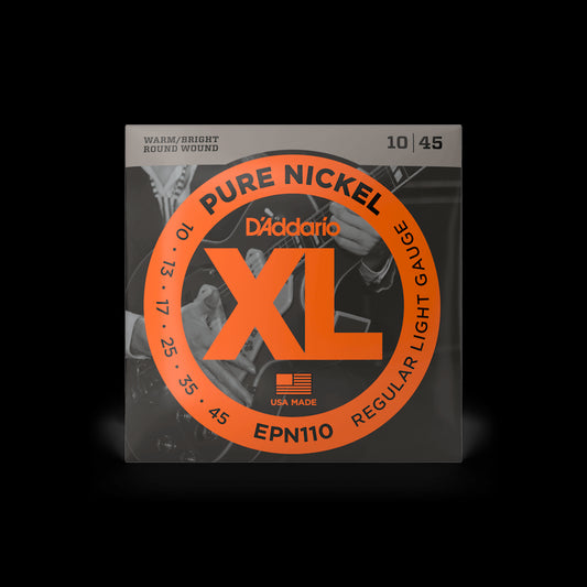 D'Addario EPN110 XL Pure Nickel Electric Guitar Strings - Light