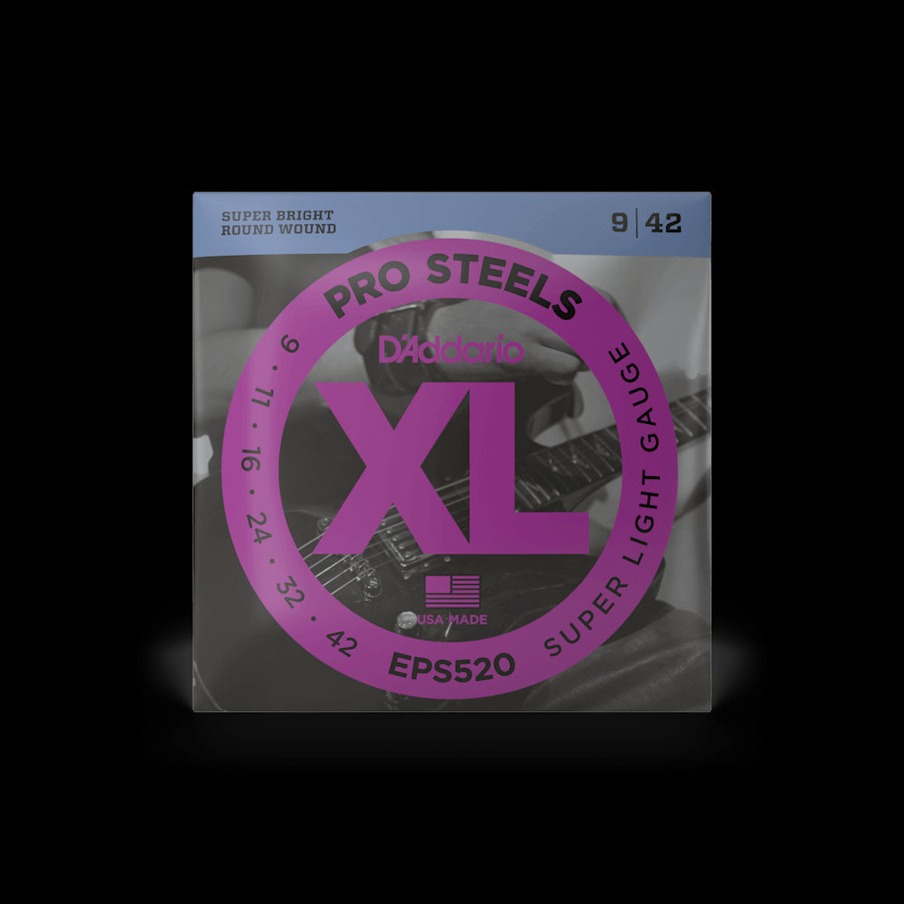 D'Addario EPS520 XL Pro Steels Round Wound LS Electric Guitar Strings - Super Light
