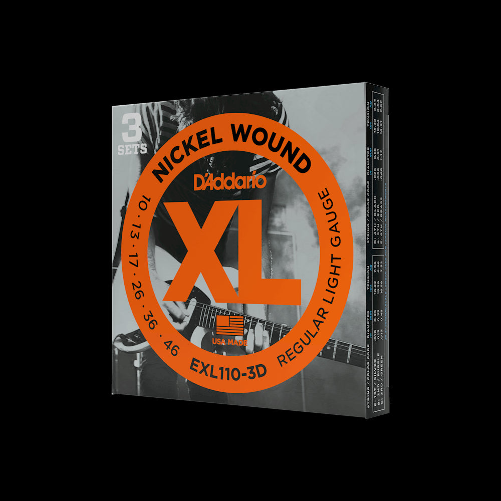 D'Addario EXL110 XL Nickel Wound Electric Guitar Strings - Light, 3 Pack