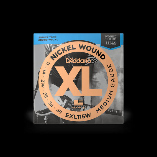 D'Addario EXL115W XL Nickel Wound Wound 3rd Electric Guitar Strings - Medium