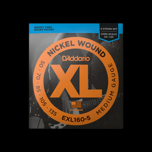 D'Addario EXL160-5 XL Nickel Wound LS 5-String Bass Strings - Medium