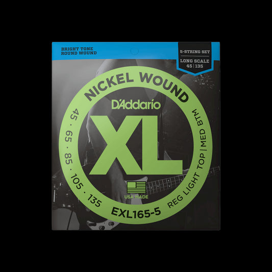 D'Addario EXL165-5 XL Nickel Wound LS 5-String Bass Strings - Light Top/Medium Bottom
