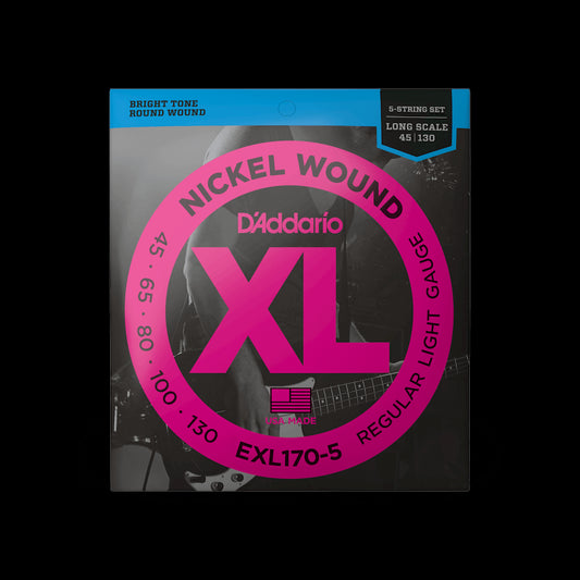 D'Addario EXL170-5 XL Nickel Wound LS 5-String Bass Strings - Light