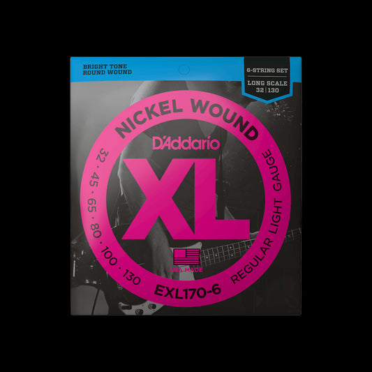 D'Addario EXL170-6 XL Nickel Wound LS 6-String Bass Strings - Light