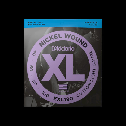 D'Addario EXL190 XL Nickel Wound LS Bass Strings - Custom Light