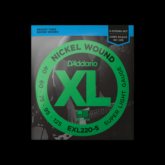 D'Addario EXL220-5 XL Nickel Wound LS 5-String Bass Strings - Super Light
