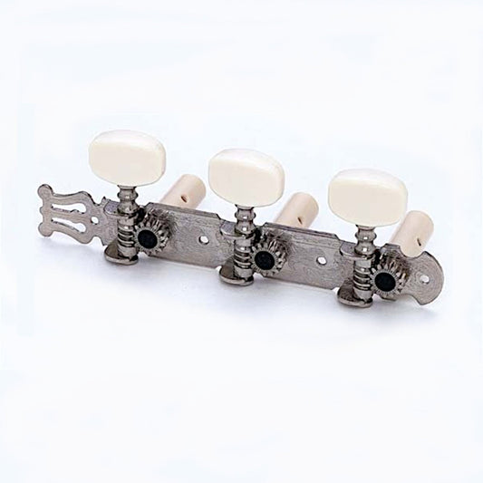 Classical Tuner Set with Square White Buttons - Nickel