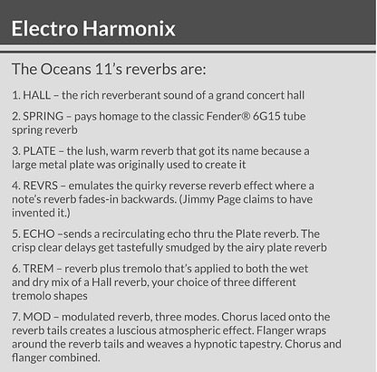 Electro-Harmonix Oceans 11 Reverb Pedal