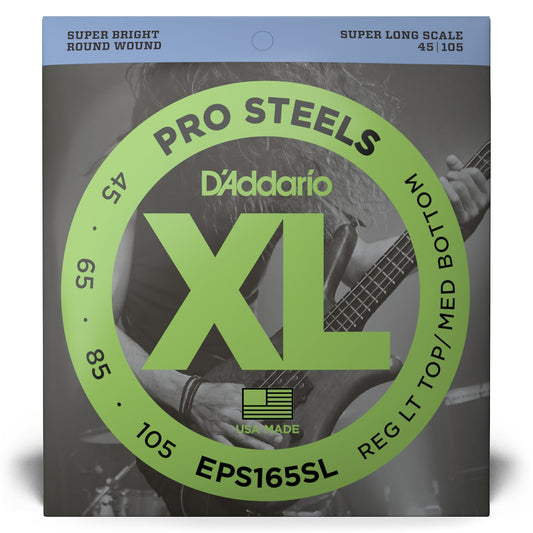 D'Addario EPS165SL XL Pro Steels Round Wound SLS 5-String Electric Bass Strings - Regular Top/Medium Bottom